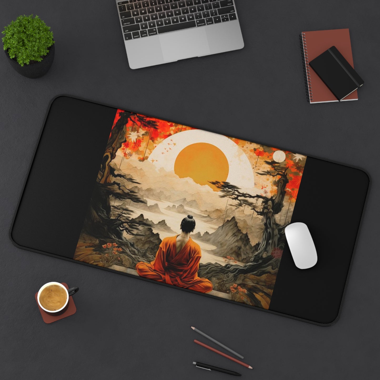 Meditative Landscape Desk Mat - Zen Home Office Accessory