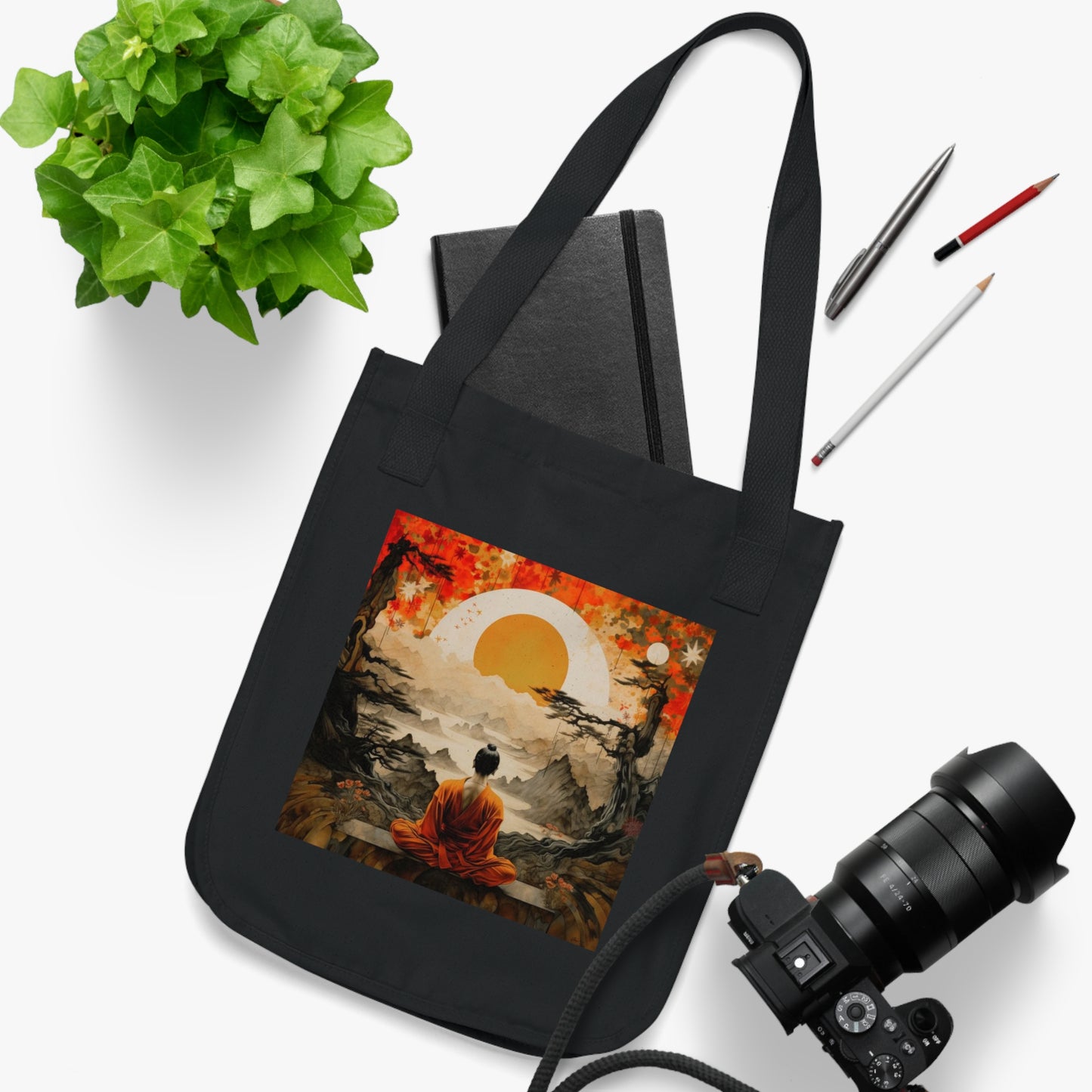 Buddha Serenity Organic Canvas Tote Bag, Eco-Friendly Shopper, Reusable Grocery Bag, Meditation Tote, Gifts for Mindfulness