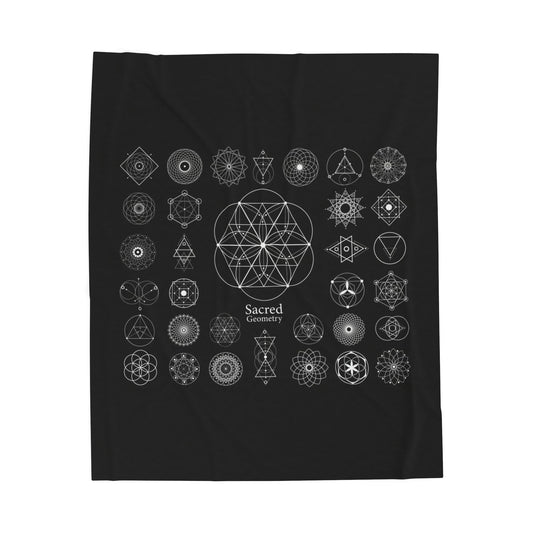 Sacred Geometry Velveteen Plush Blanket - Cozy Decorative Throw for Spiritual Home Decor