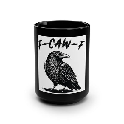 Cawing Raven Black Mug - 15oz Ceramic Coffee Cup