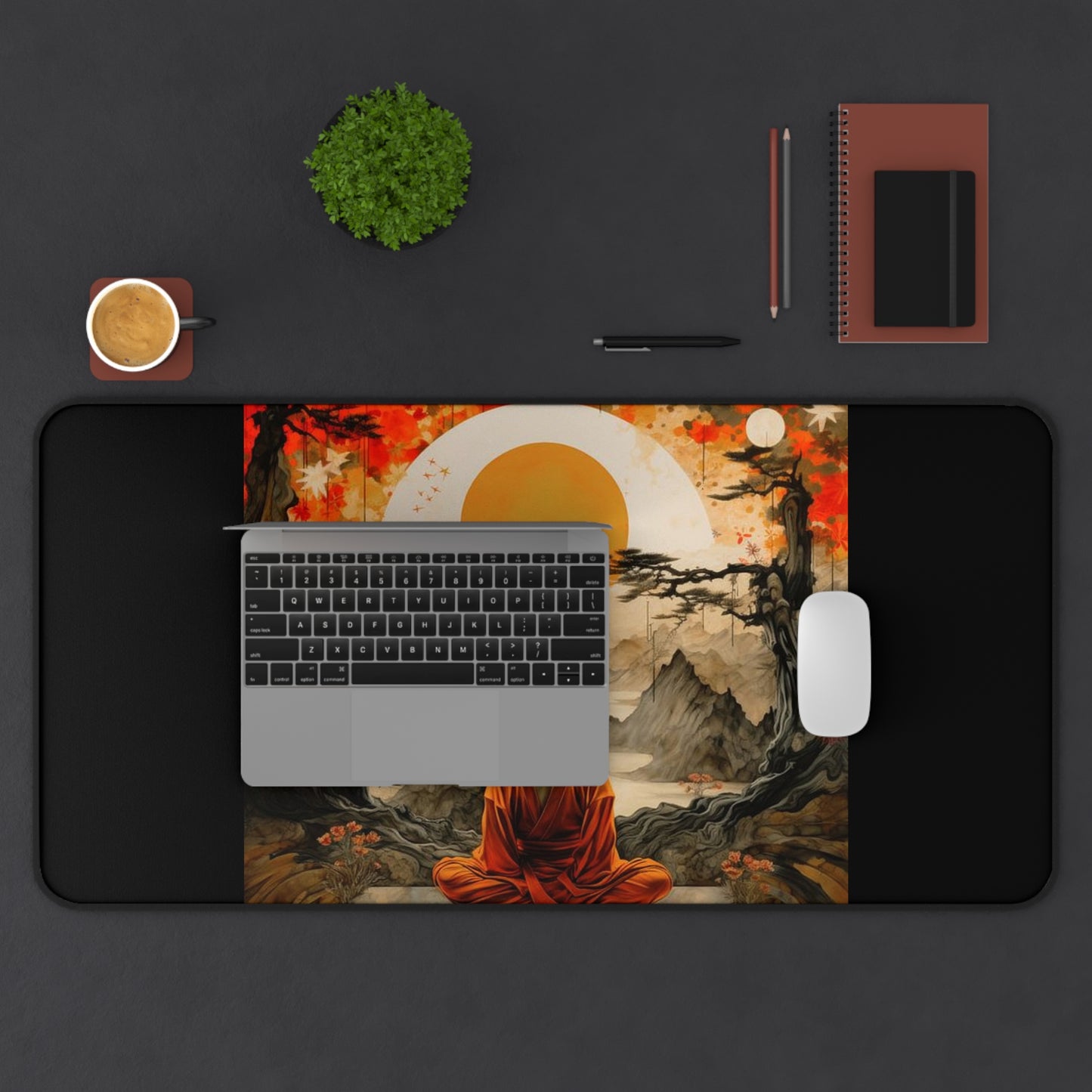 Meditative Landscape Desk Mat - Zen Home Office Accessory