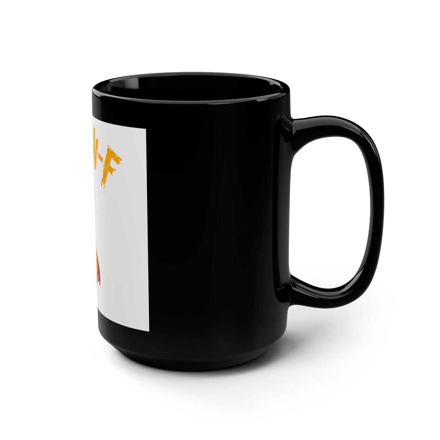 Funny Coffee Mug - F-CAW-F Chicken Design, 15oz Black Ceramic Cup