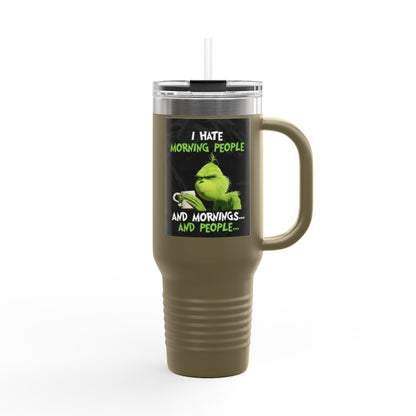 Funny Insulated Travel Mug, 40oz - Perfect for Coffee Lovers, Work Commutes, Gifts for Him/Her, Morning Motivation, Holiday Cheers