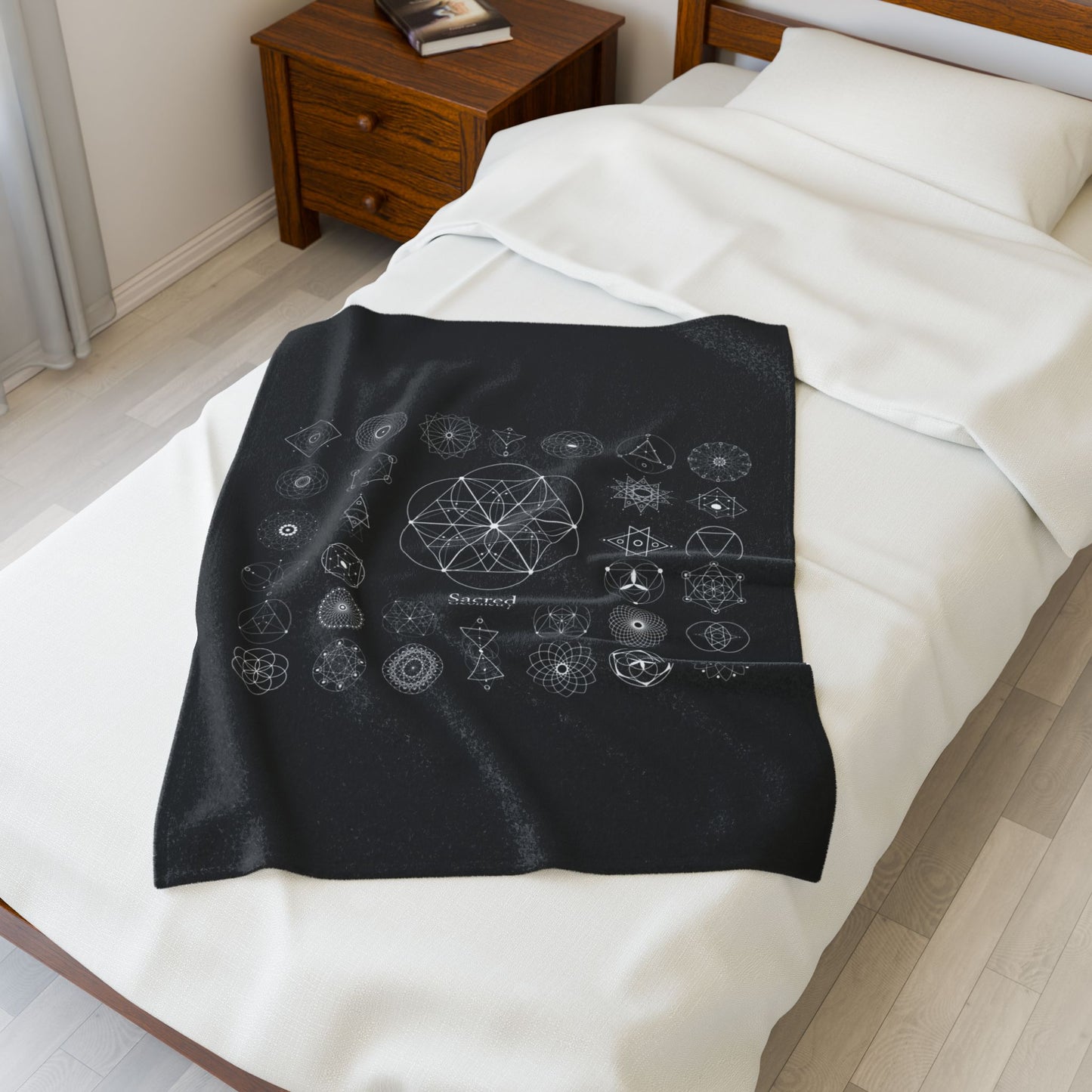 Sacred Geometry Velveteen Plush Blanket - Cozy Decorative Throw for Spiritual Home Decor