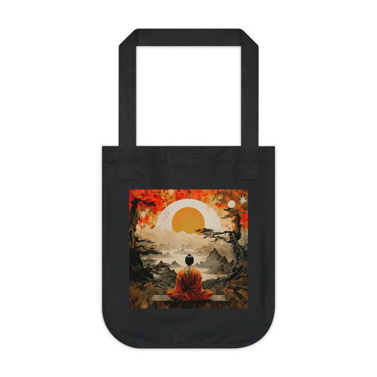 Buddha Serenity Organic Canvas Tote Bag, Eco-Friendly Shopper, Reusable Grocery Bag, Meditation Tote, Gifts for Mindfulness