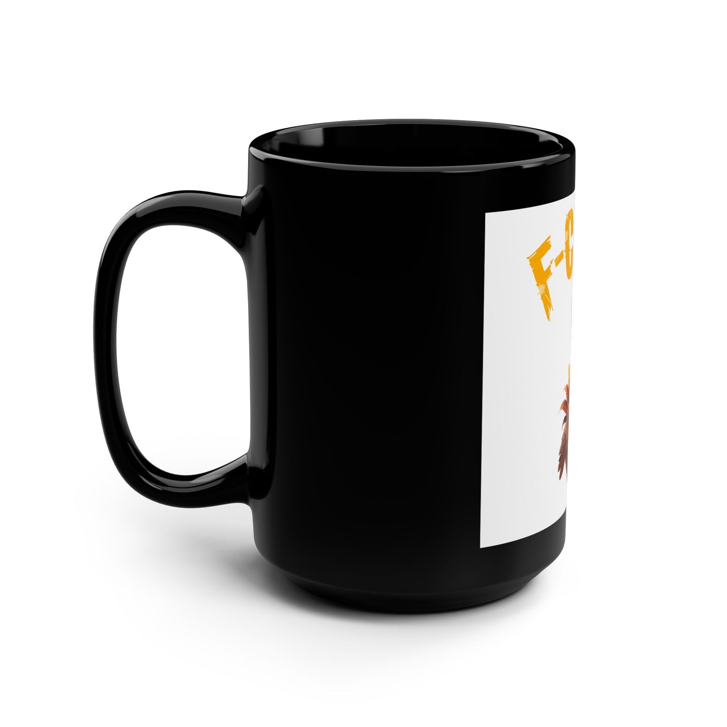 Funny Coffee Mug - F-CAW-F Chicken Design, 15oz Black Ceramic Cup