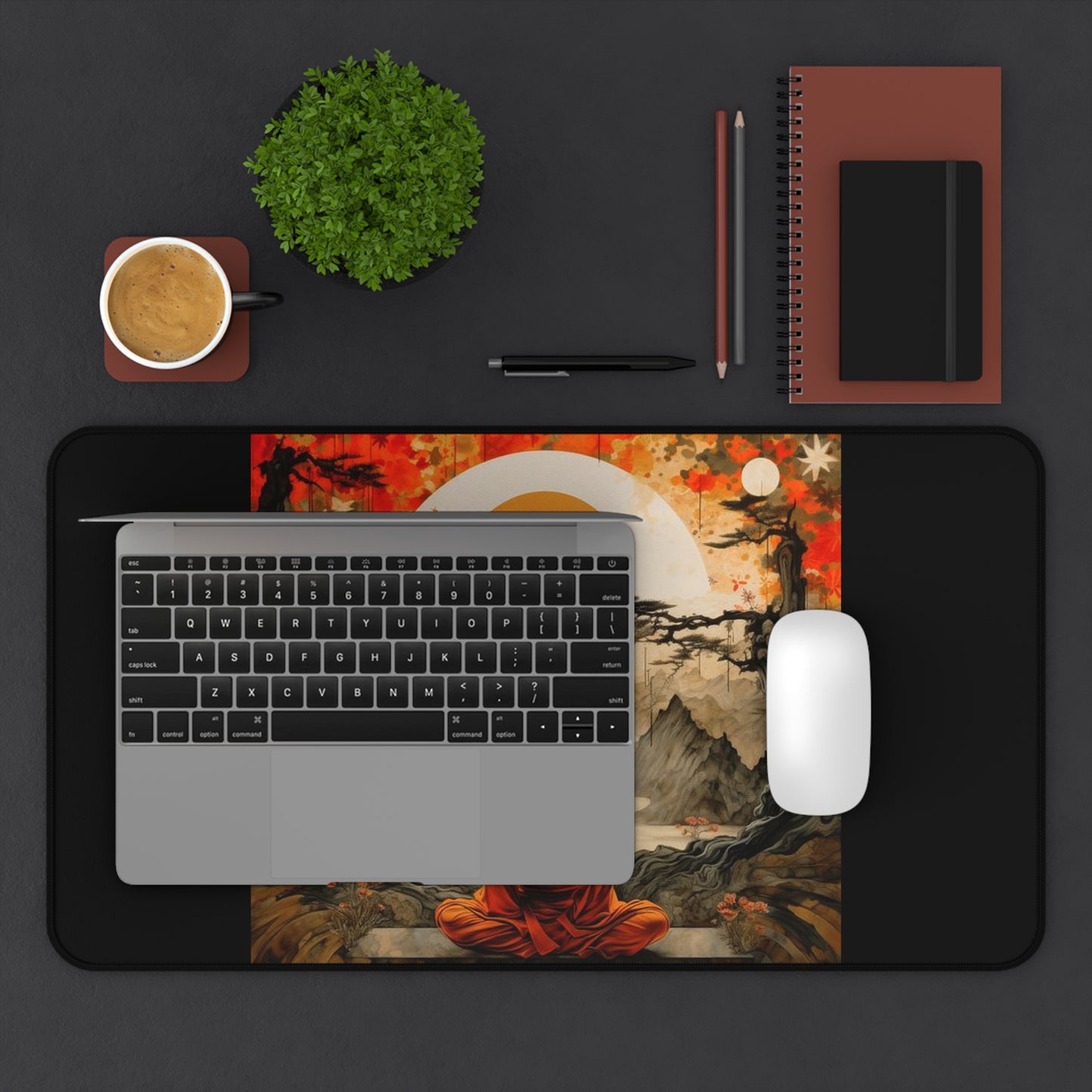 Meditative Landscape Desk Mat - Zen Home Office Accessory