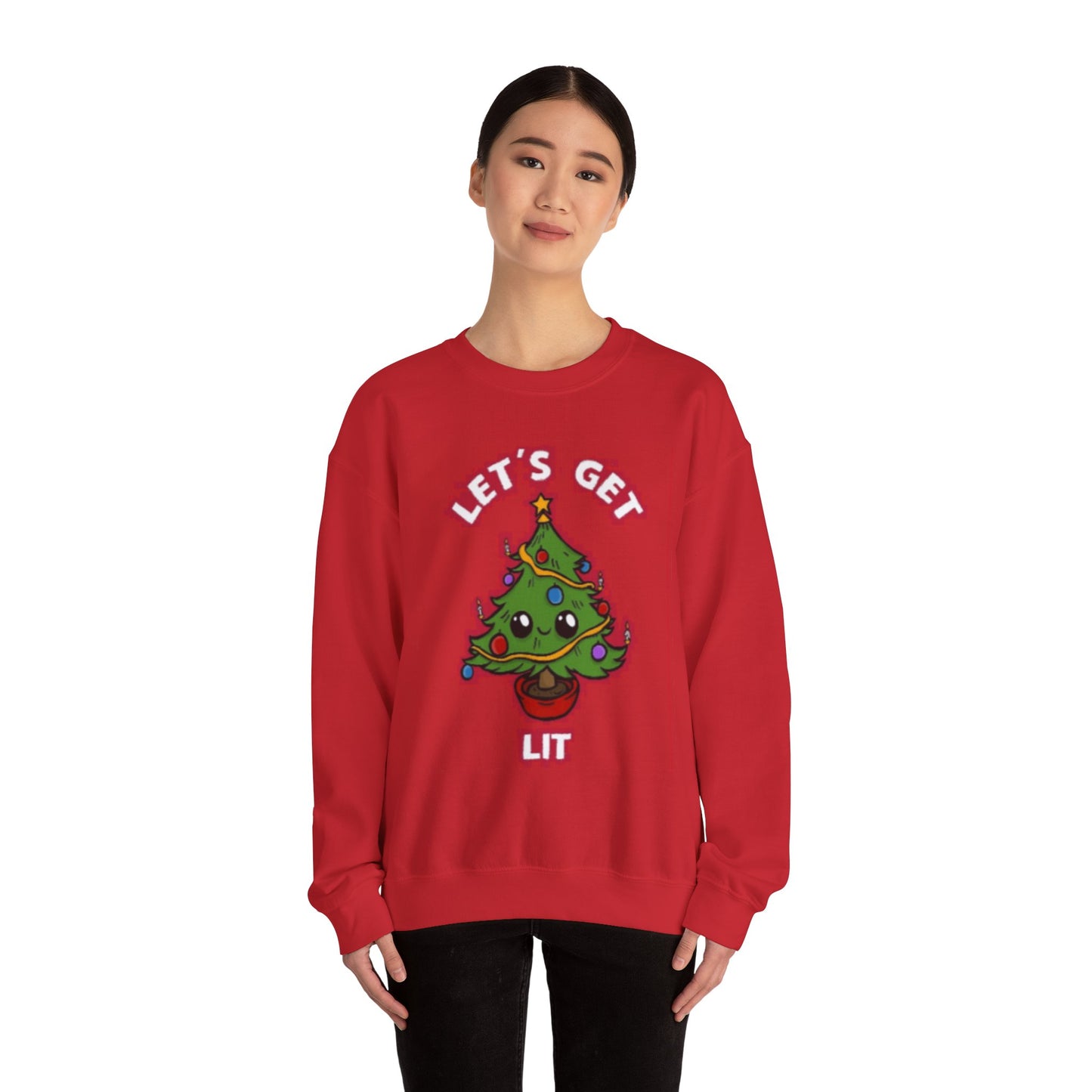 Festive Crewneck Sweatshirt - Let's Get Lit Christmas Sweatshirt, Holiday Humor Apparel, Cozy Gift for Him/Her, Christmas Party [...]