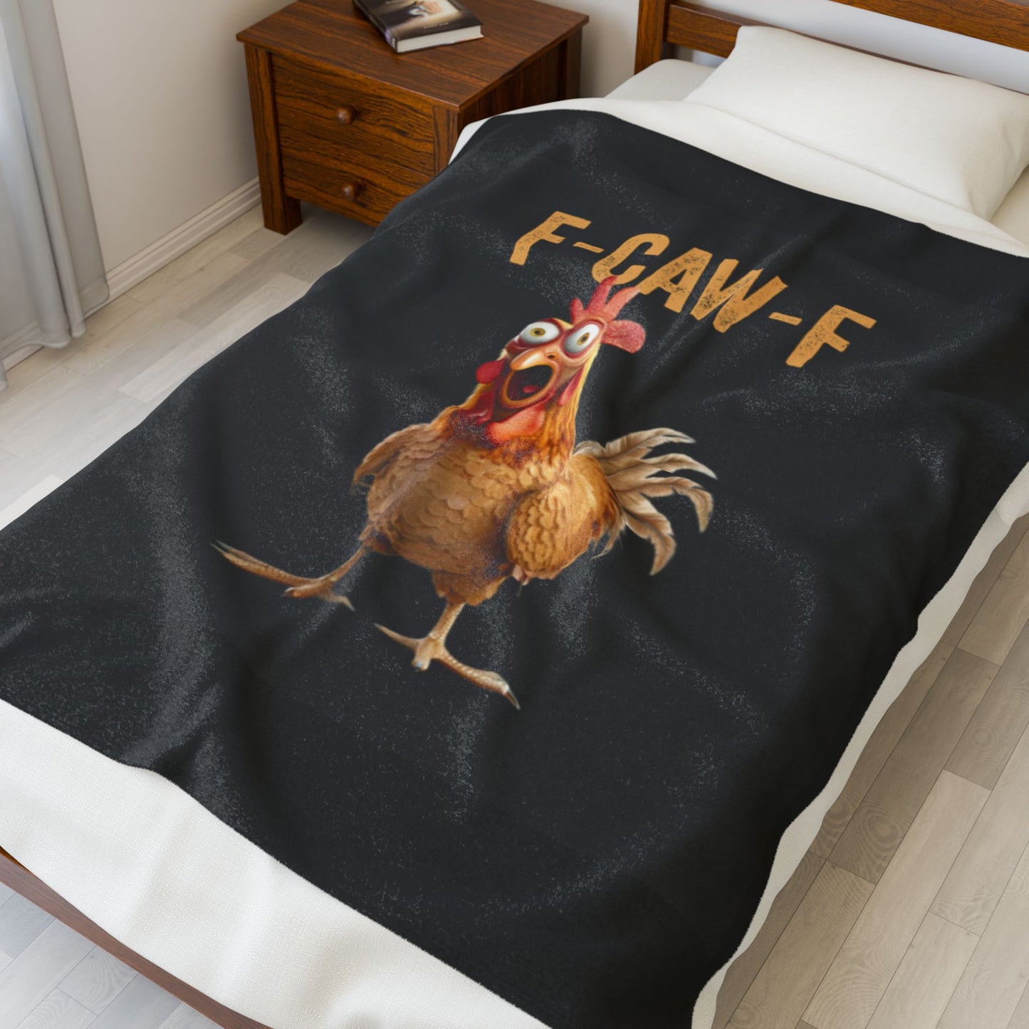 Funny F-Caw-F Chicken Velveteen Plush Blanket, Cozy Throw for Home, Funny Gift, Farmhouse Decor, Comfortable Blanket for All Ages