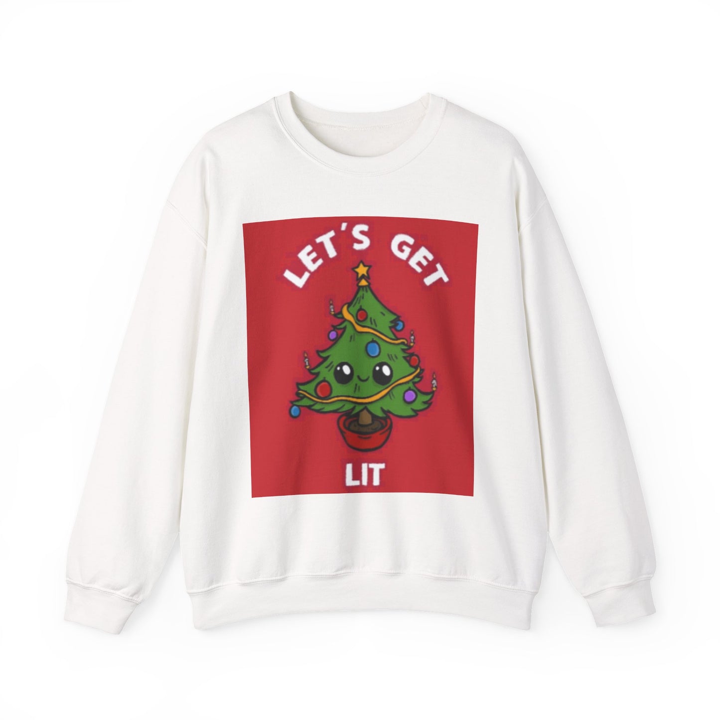 Festive Crewneck Sweatshirt - Let's Get Lit Christmas Sweatshirt, Holiday Humor Apparel, Cozy Gift for Him/Her, Christmas Party [...]