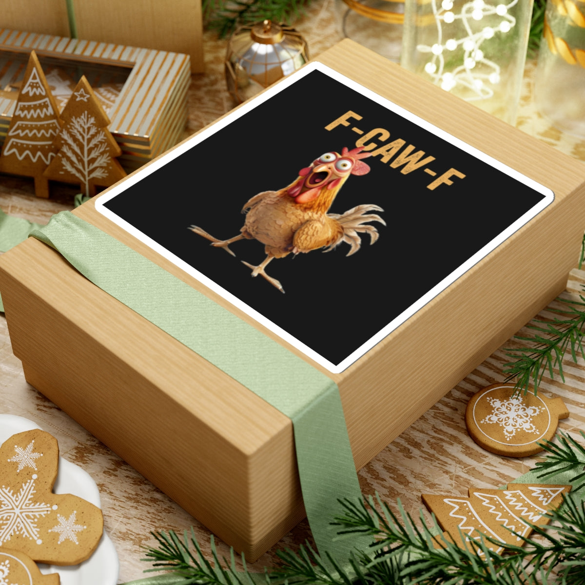 Funny Chicken Kiss-Cut Stickers - F-CAW-F Design for Laptop & Decor