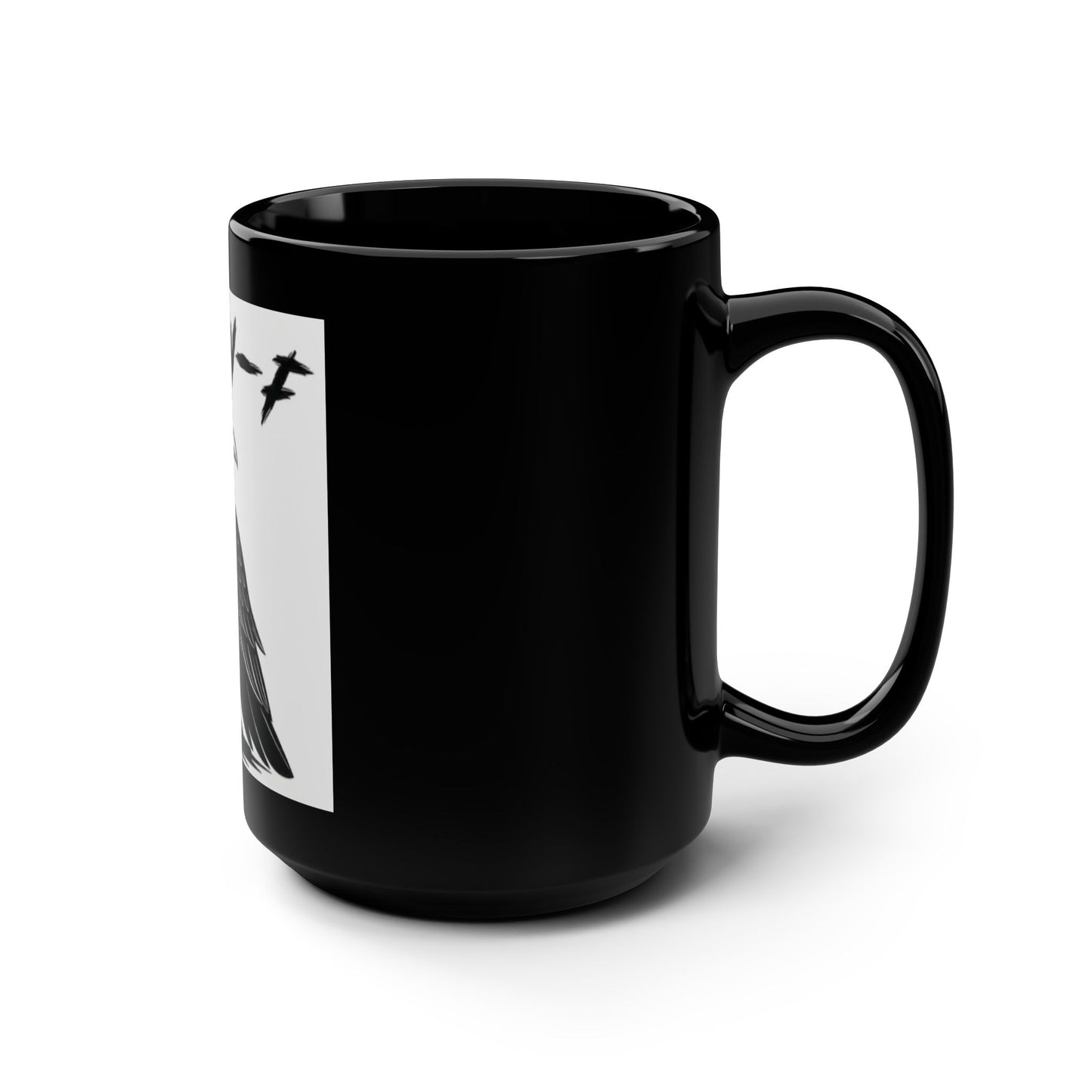 Cawing Raven Black Mug - 15oz Ceramic Coffee Cup