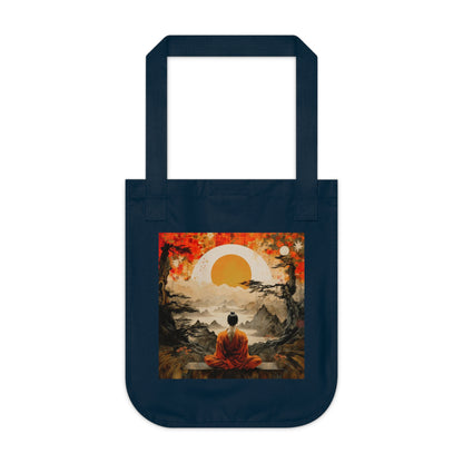 Buddha Serenity Organic Canvas Tote Bag, Eco-Friendly Shopper, Reusable Grocery Bag, Meditation Tote, Gifts for Mindfulness