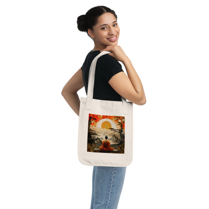 Buddha Serenity Organic Canvas Tote Bag, Eco-Friendly Shopper, Reusable Grocery Bag, Meditation Tote, Gifts for Mindfulness