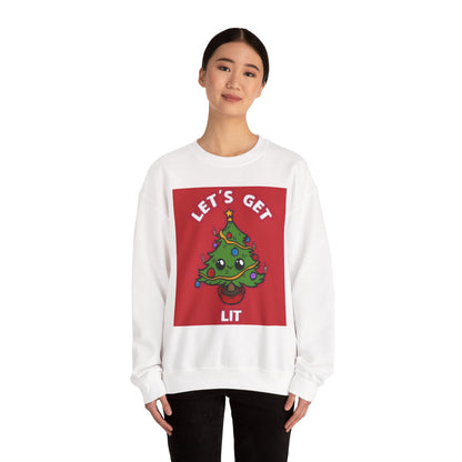 Festive Crewneck Sweatshirt - Let's Get Lit Christmas Sweatshirt, Holiday Humor Apparel, Cozy Gift for Him/Her, Christmas Party [...]
