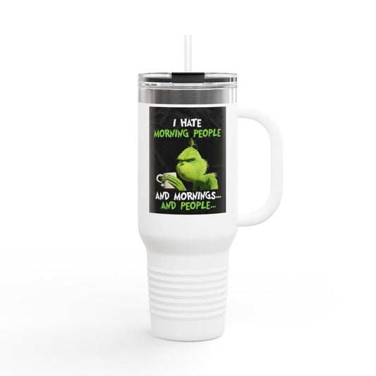 Funny Insulated Travel Mug, 40oz - Perfect for Coffee Lovers, Work Commutes, Gifts for Him/Her, Morning Motivation, Holiday Cheers