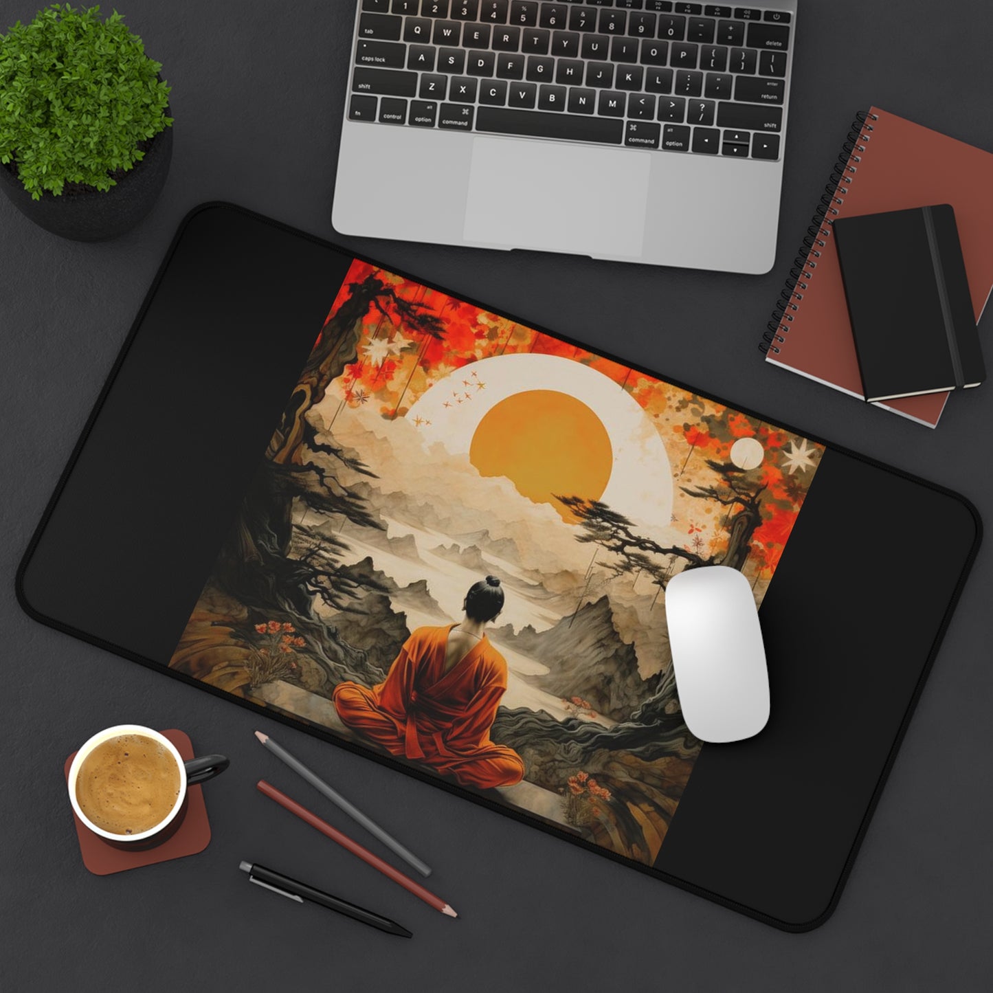 Meditative Landscape Desk Mat - Zen Home Office Accessory