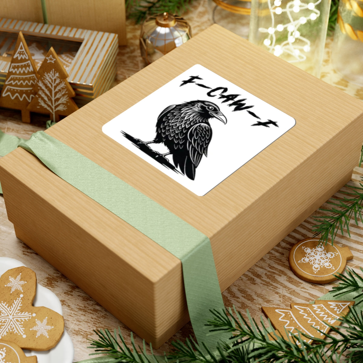 F-CAW-F Raven Kiss-Cut Stickers - Edgy Gothic Decor for Laptop and More