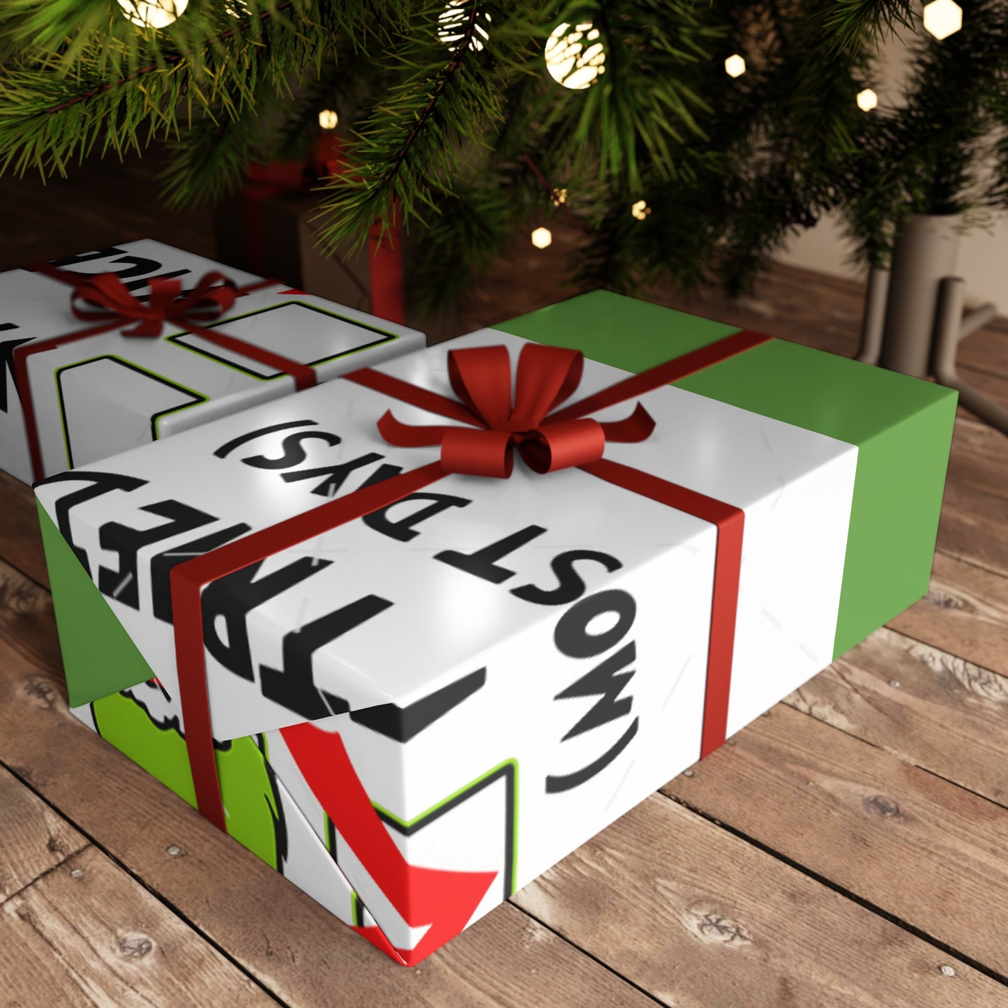 Grinch-Themed Gift Wrapping Paper Sheets, Holiday, Christmas, Fun, Eco-Friendly, Naughty Nice List