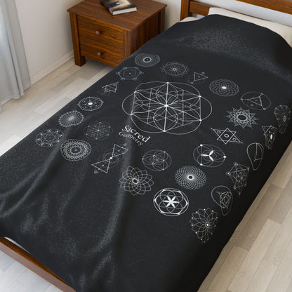 Sacred Geometry Velveteen Plush Blanket - Cozy Decorative Throw for Spiritual Home Decor