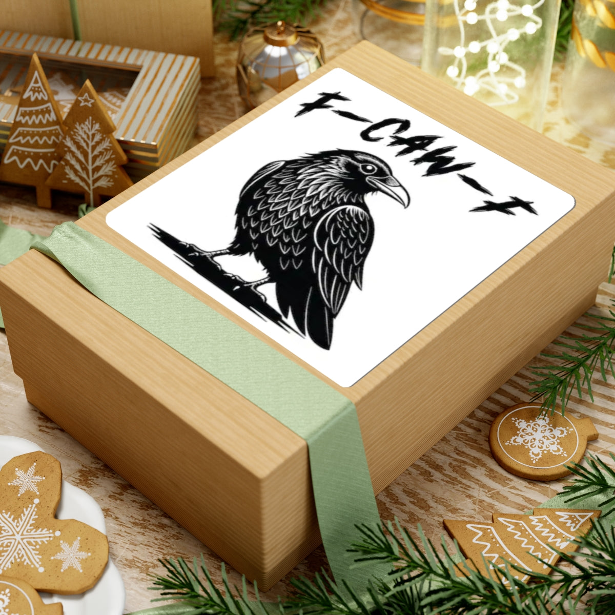 F-CAW-F Raven Kiss-Cut Stickers - Edgy Gothic Decor for Laptop and More