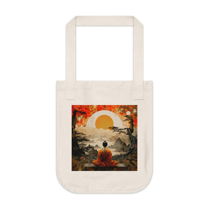 Buddha Serenity Organic Canvas Tote Bag, Eco-Friendly Shopper, Reusable Grocery Bag, Meditation Tote, Gifts for Mindfulness